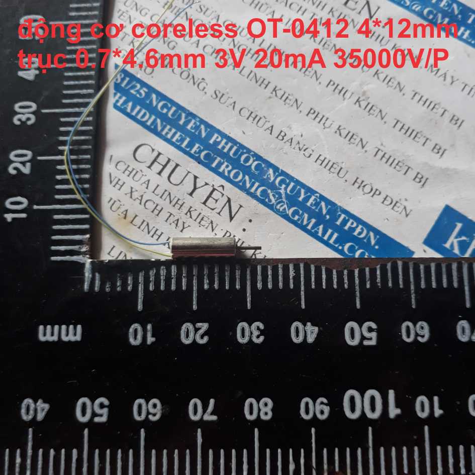 2 cái động cơ coreless 412 4x12mm 3.7v 43000rpm trục 0.7mm dây 90cm kde2609