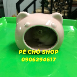 Nhà ngủ bằng SỨ nguyên chất hình mèo cho hamster
