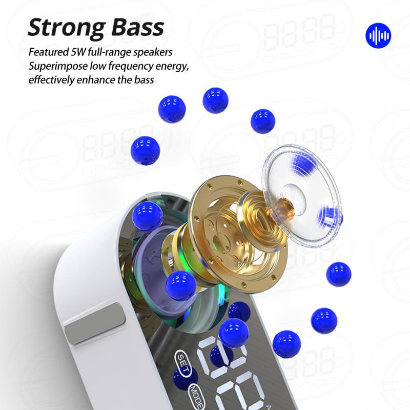 Đồng hồ báo thức để bàn HDOORLINK điện tử bluetooth 5.0 màn hình LED hỗ trợ thẻ TF FM âm thanh hifi kèm phụ kiện