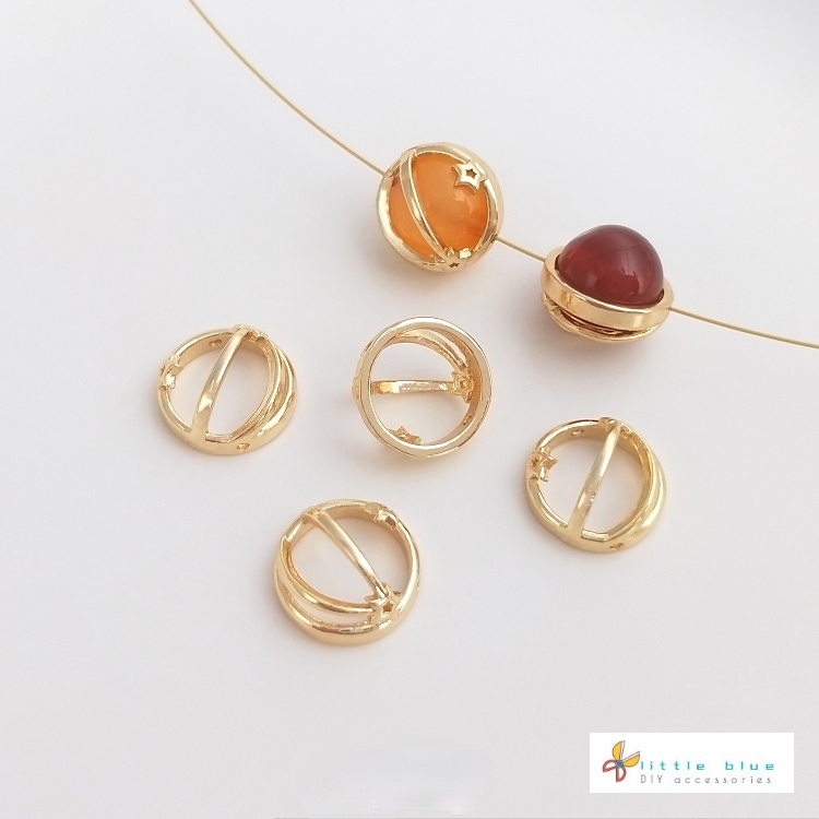 Bộ Giá Đỡ Nhẫn Bằng Đồng 14k Hình Bán Nguyệt Màu Vàng Kim Chất Lượng Cao