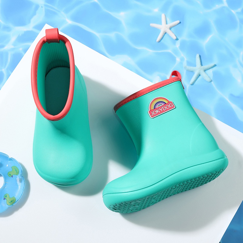 Giày Bốt Đi Mưa Chống Trượt Màu Cầu Vồng Dài 15-22cm Xinh Xắn Cho Bé