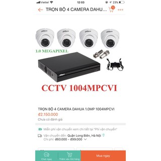 Trọn bộ 4 camera dahua 1.0mp