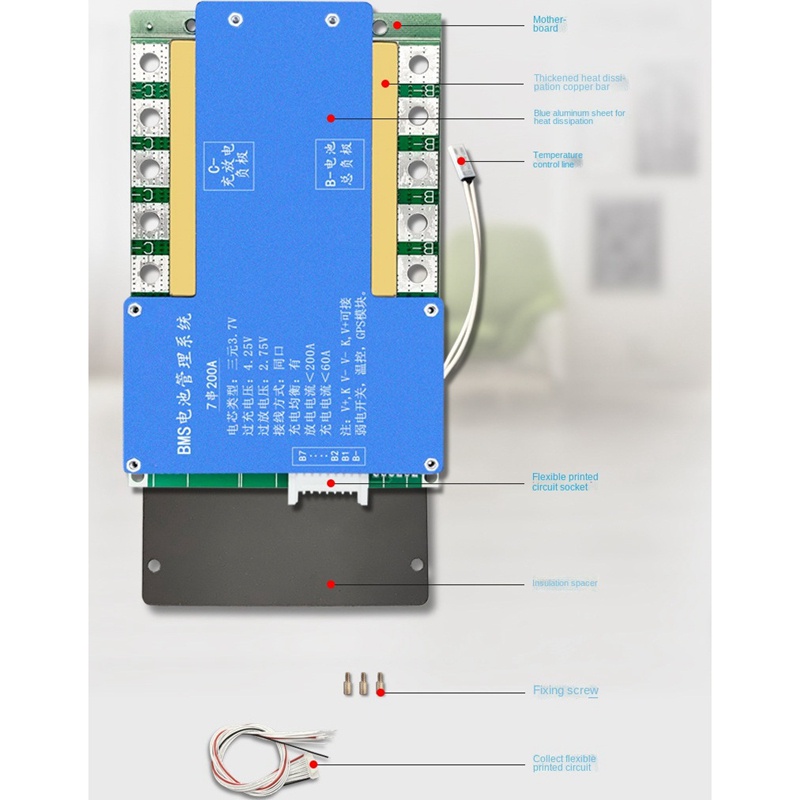 Bảng mạch Pin Lithium Bms 7S 24V 100A 18650 Bms