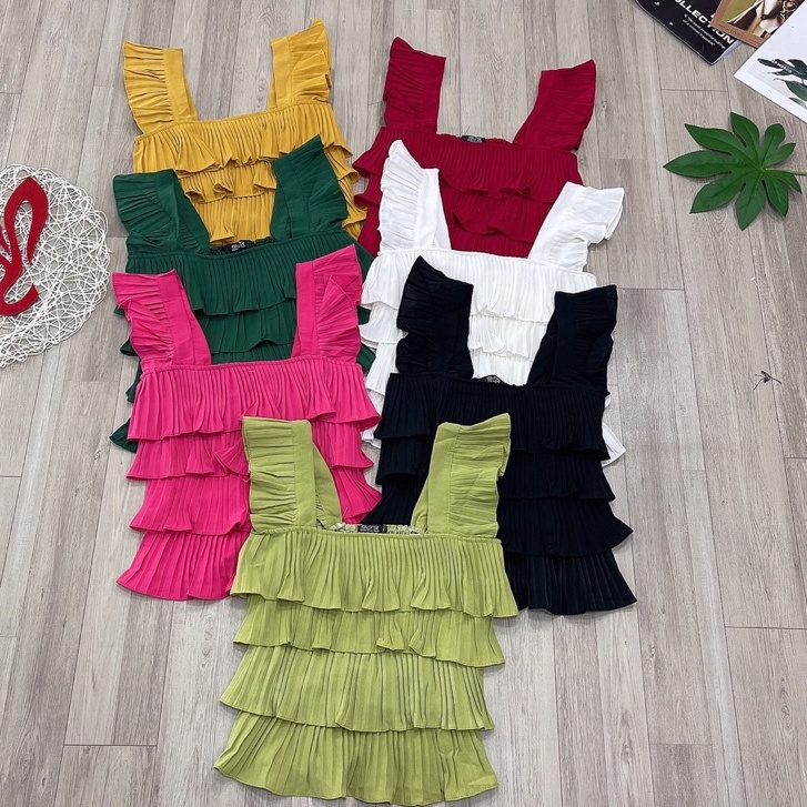 áo 2 dây cánh tiên dập ly tầng bèo xinh kèm hình thật shop chụp