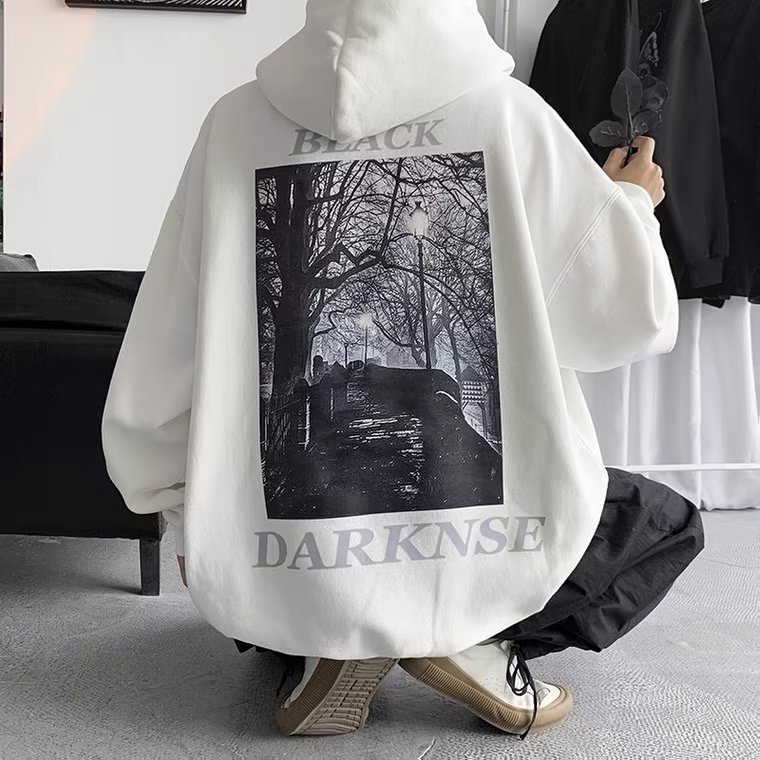 Áo Hoodie Dáng Rộng In Chữ Phong Cách hip hop Đường Phố Hàn Quốc Chất Lượng Cao Cho Nam Cỡ M-5XL