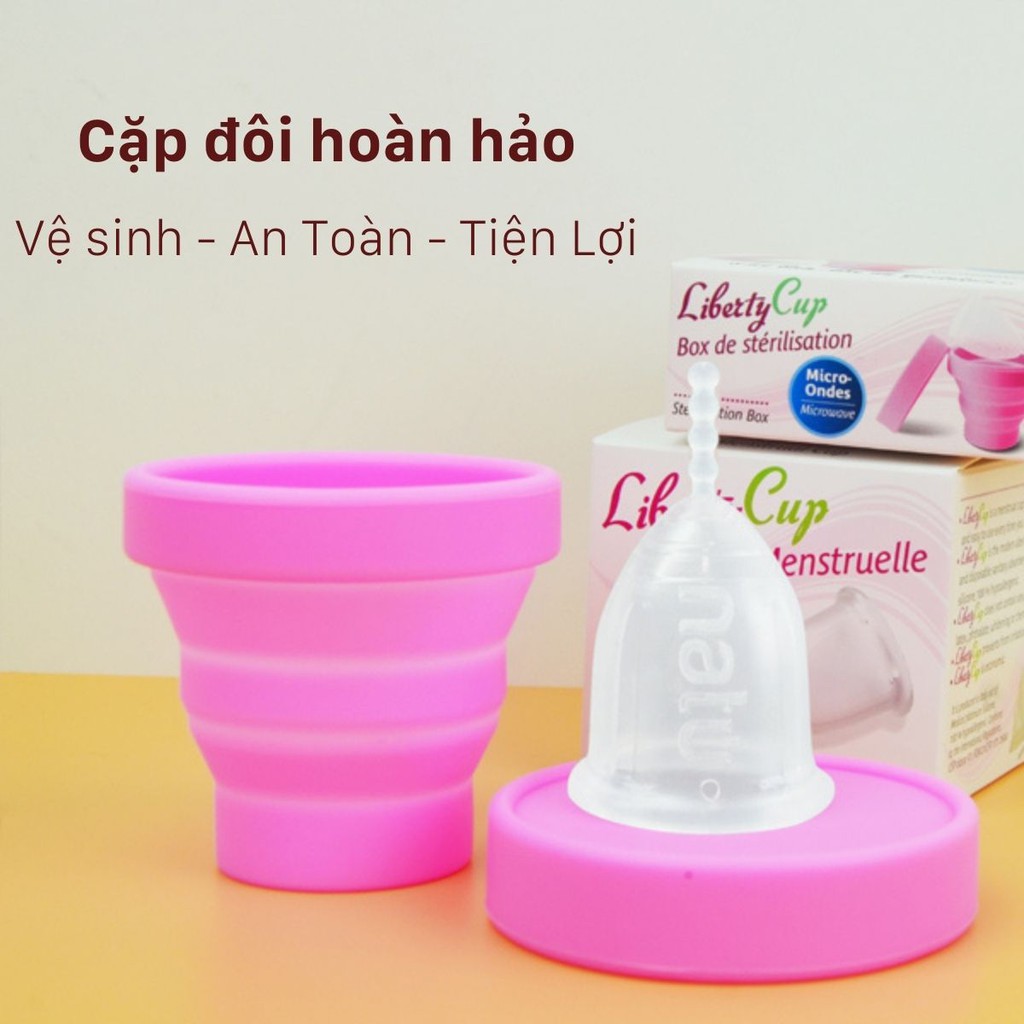 Combo Cốc nguyệt san Liberty Cup và cốc tiệt trùng Liberty, hàng Nhập khẩu chính hãng, độ mềm lý tưởng, dễ sử dụng