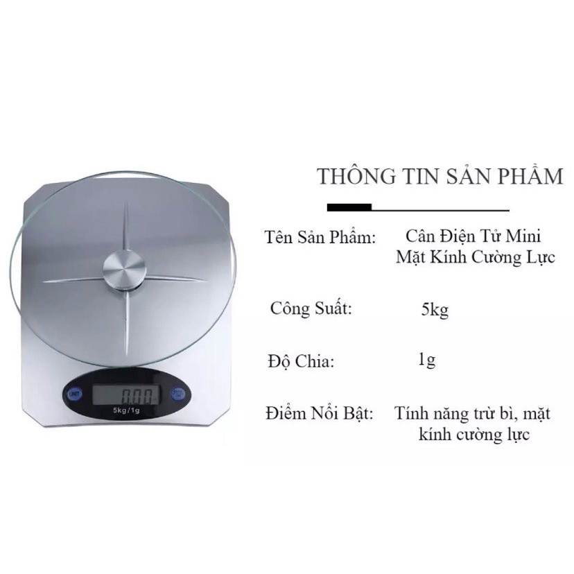 Cân điện tử WH-B05 5kg, Cân điện tử MEIDI 2KG, Cân điện tử mặt kính 5kg