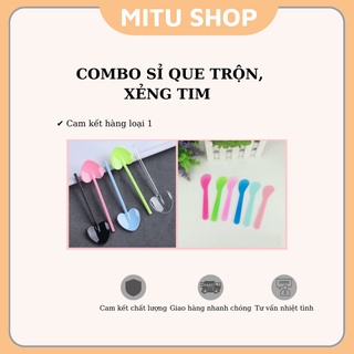 Combo sỉ que trộn mặt nạ, thìa trộn mặt nạ, que đắp mặt nạ, xẻng tim trộn mặt nạ