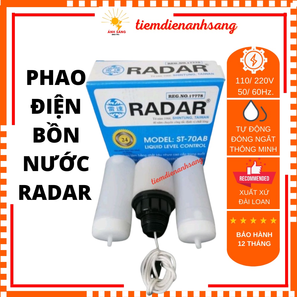 Phao điện bồn nước RADAR thông minh tự động ngắt ST-70AB , phao điện máy bơm nước cao cấp (Bảo hành 12 tháng)