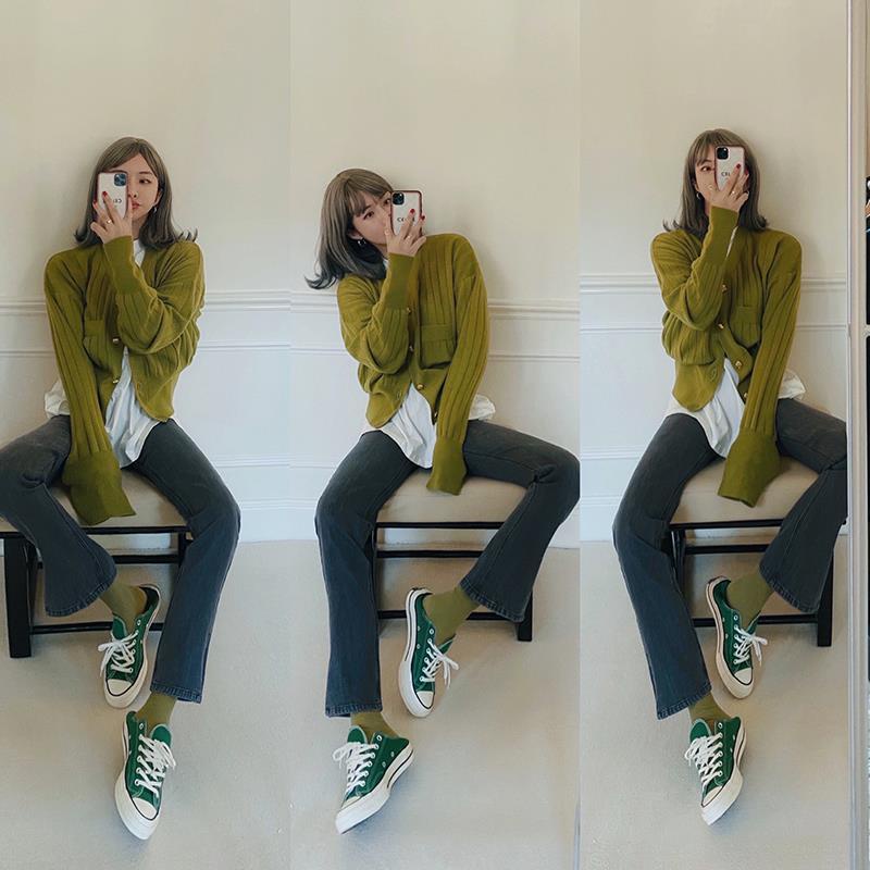 &quot;áo khoác len ngắn thời trang cổ điển.