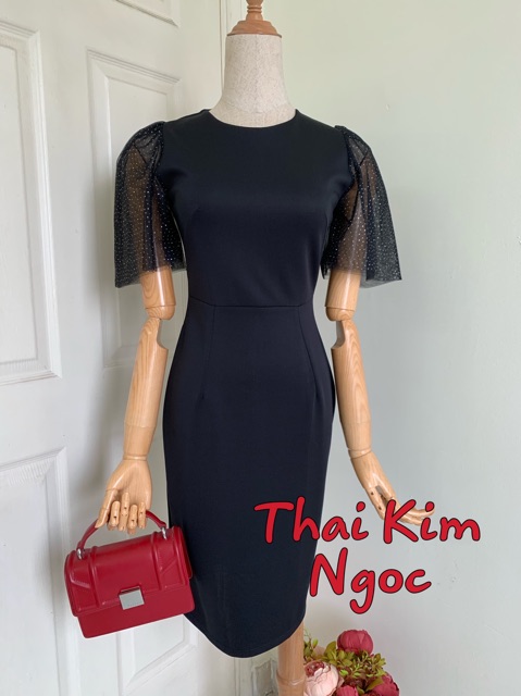 Đầm dáng ôm body tay loe nhũ kim tuyến kèm ảnh thật/ đầm dự tiệc