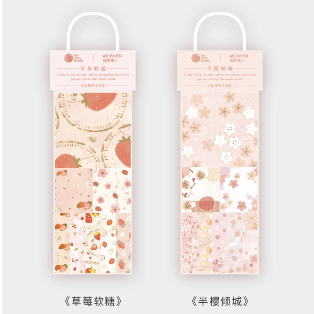 Set 240 note và bookmark sakura theme có nhũ