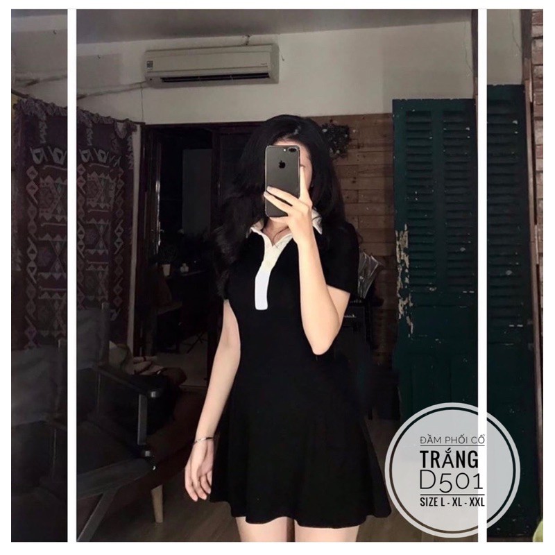 Bigsize Đầm phối cổ trắng D501 | BigBuy360 - bigbuy360.vn