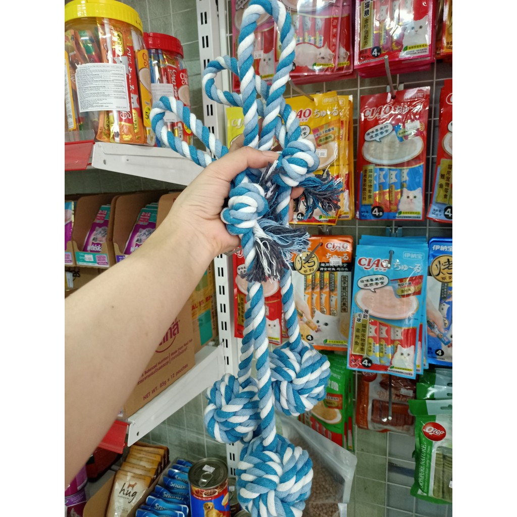 Đồ chơi bóng thừng cho chó mèo, Hình quả bóng có dây thắt nút đầu dây đường kính 5cm