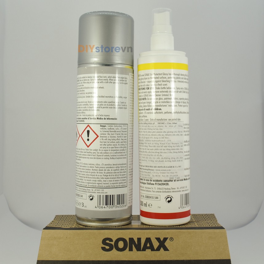 COMBO Dung dịch bảo dưỡng gioăng cửa, cao su & Dung dịch bảo dưỡng làm đen bóng nhựa trong và ngoài xe SONAX