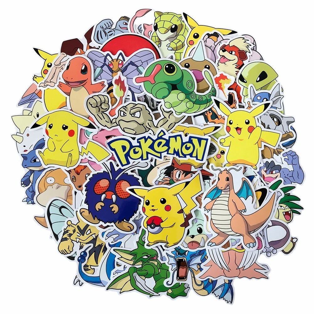 Y&P| Bộ 80 nhãn dán họa tiết hoạt hình Pokemon