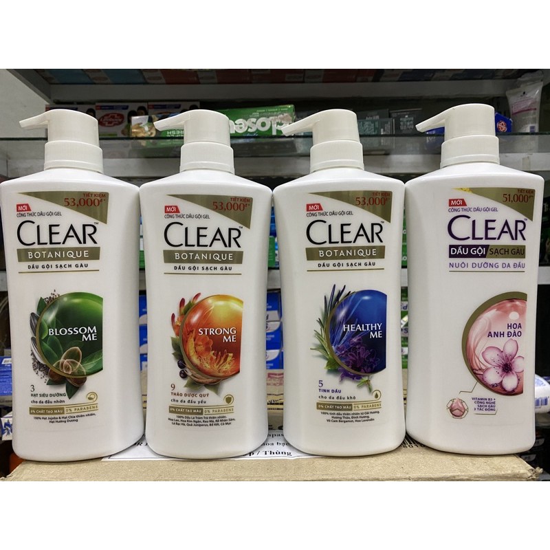 Dầu gội Clear 630g có 4 mầu như hình