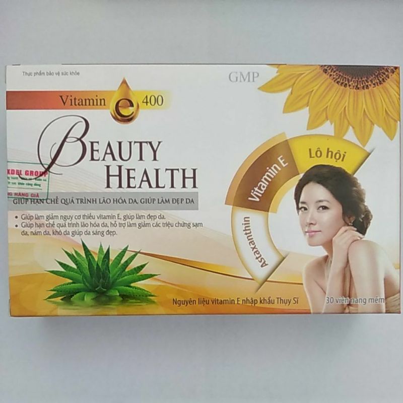 Vitamin E 400. Beauty Health. Giúp hạn chế quá trình lão hóa da, làm đẹp da, cải thiện sạm da ,nám da, khô da