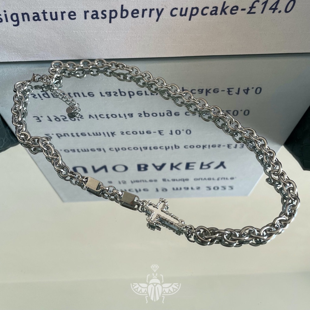 Vòng cổ Thép Titan Mặt Thánh Giá Phong Cách hip hop Cá Tính Cho Nam Và Nữ