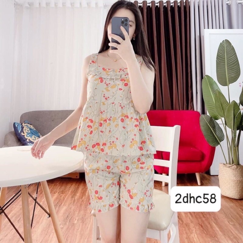 Đồ bộ hai dây đũi lạnh mặc nhà, Siêu Xinh, Sang Chảnh, Mát Mẻ, Quần đùi