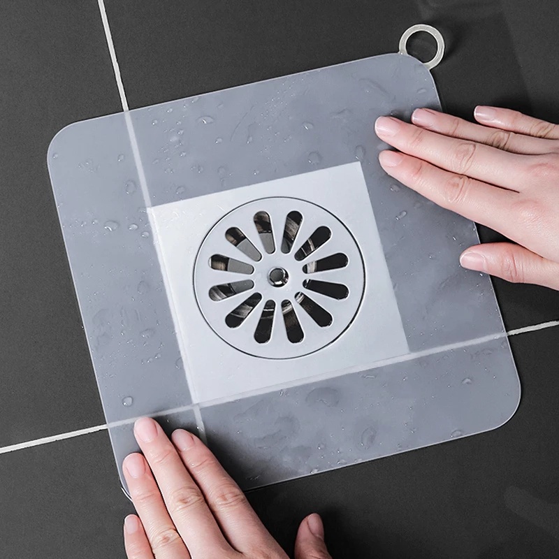 1 Miếng Đệm Silicon Hình Vuông Trong Suốt Chặn Lỗ Thoát Nước Bồn Rửa Chén Nhà Tắm