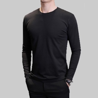 Áo thun nam dài tay cổ tròn mặc thu đông giữ nhiệt, áo thun dài tay chất cotton co giãn dáng slimfit