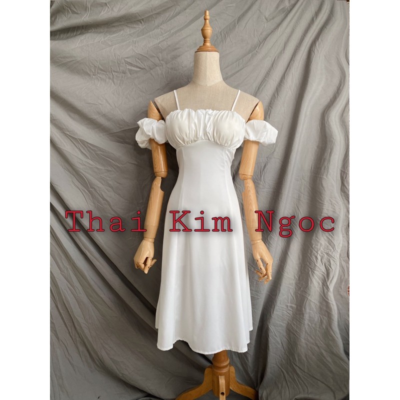 [Mã WASTMAY giảm 15% tối đa 30K đơn 150K] Đầm trắng midi rớt vai | BigBuy360 - bigbuy360.vn