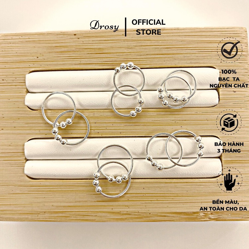 Vòng tàu mix 3 bi nhỏ trẻ em và người lớn đường kính 1 cm đeo được bạc ta nguyên chất