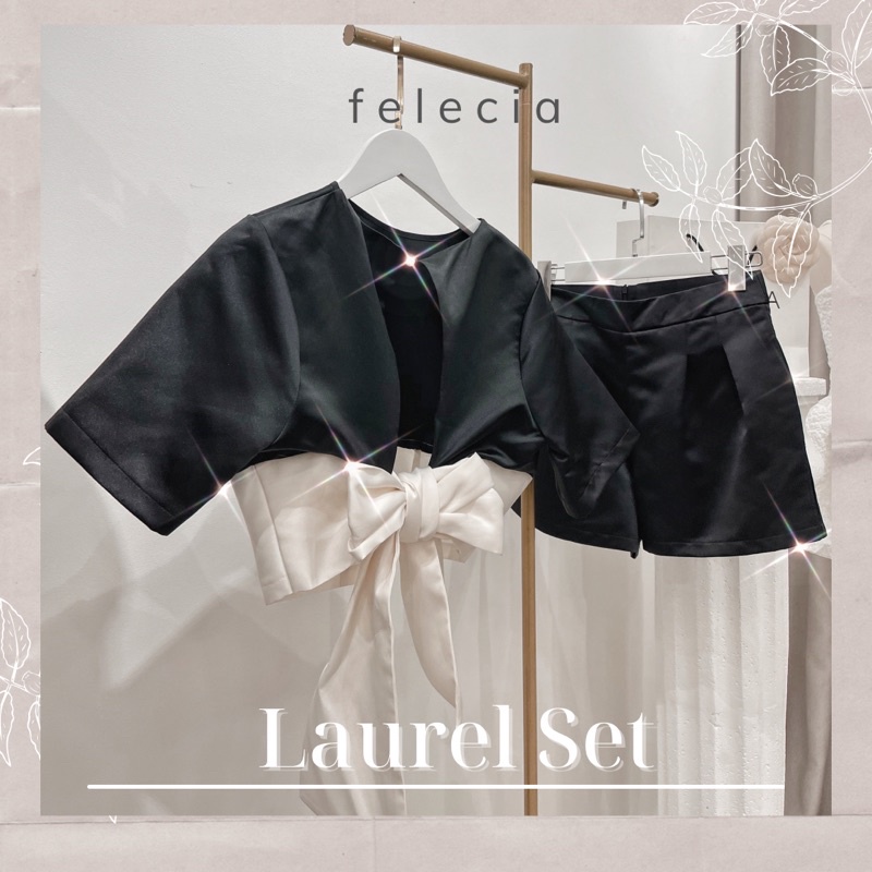 set tacta nơ lưng phối đen trắng (Laurel Set)