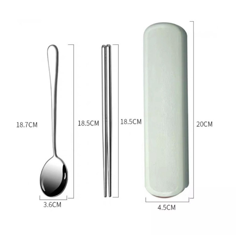 Bộ Muỗng Đũa Inox có hộp đựng dạng kéo tiện dụng