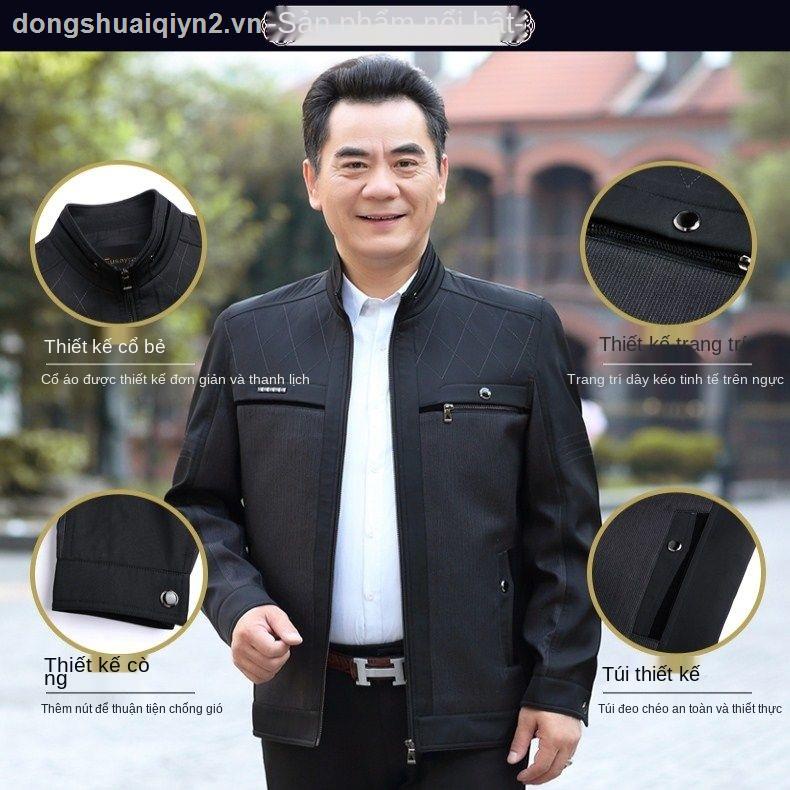 Middle-aged men s jacket spring and autumn thin section casual 50-year-old middle-aged and elderly jacket men s dad jacket plus velvet thick section