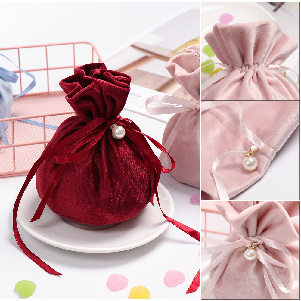 Túi Nhung Đựng Kẹo Thiết Kế Dây Rút Nhiều Màu Sắc Trang Trí Tiệc Cưới/Sinh Nhật