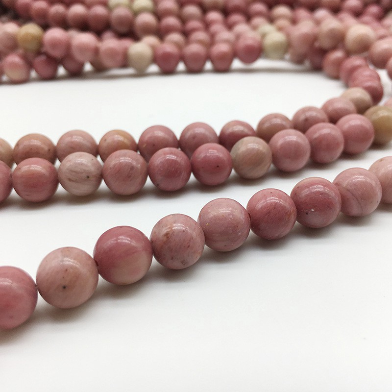 Vòng cổ chuỗi hạt Rhodochrosite tự nhiên 4-12mm hình tròn DIY