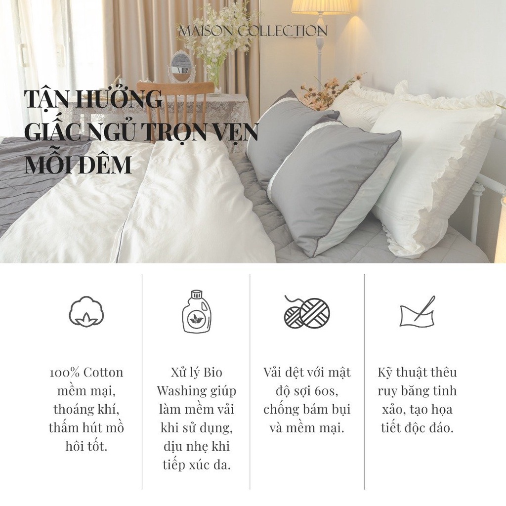 Bộ ga chun chần cao cấp Everon phong cách Hàn Quốc Freesia (Maison collection - mẫu mới)