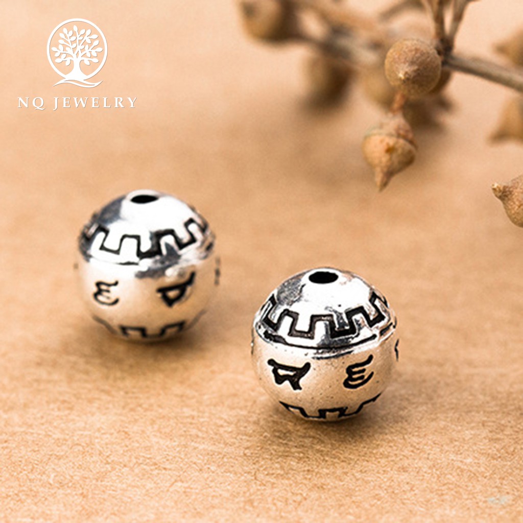 Charm bạc tròn khắc chữ xỏ ngang - NQ Jewelry