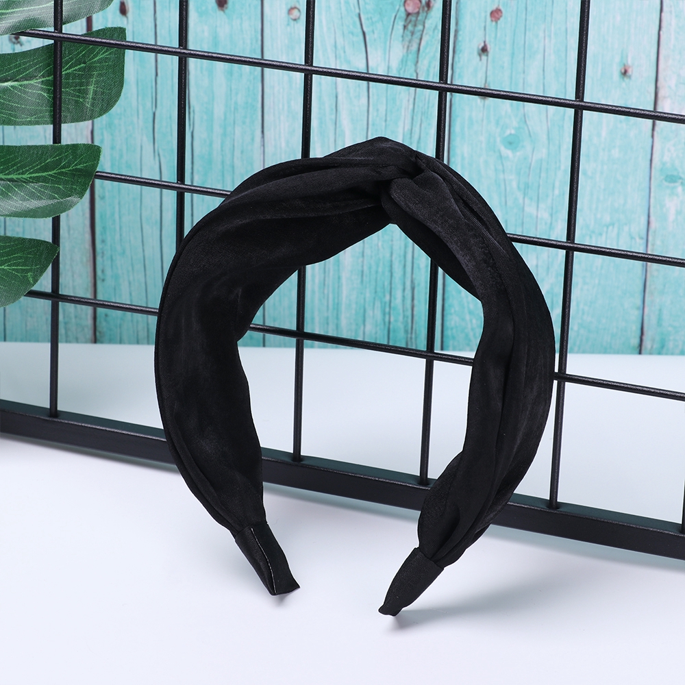 Băng đô cài tóc vải chiffon phối cotton bản to cho nữ