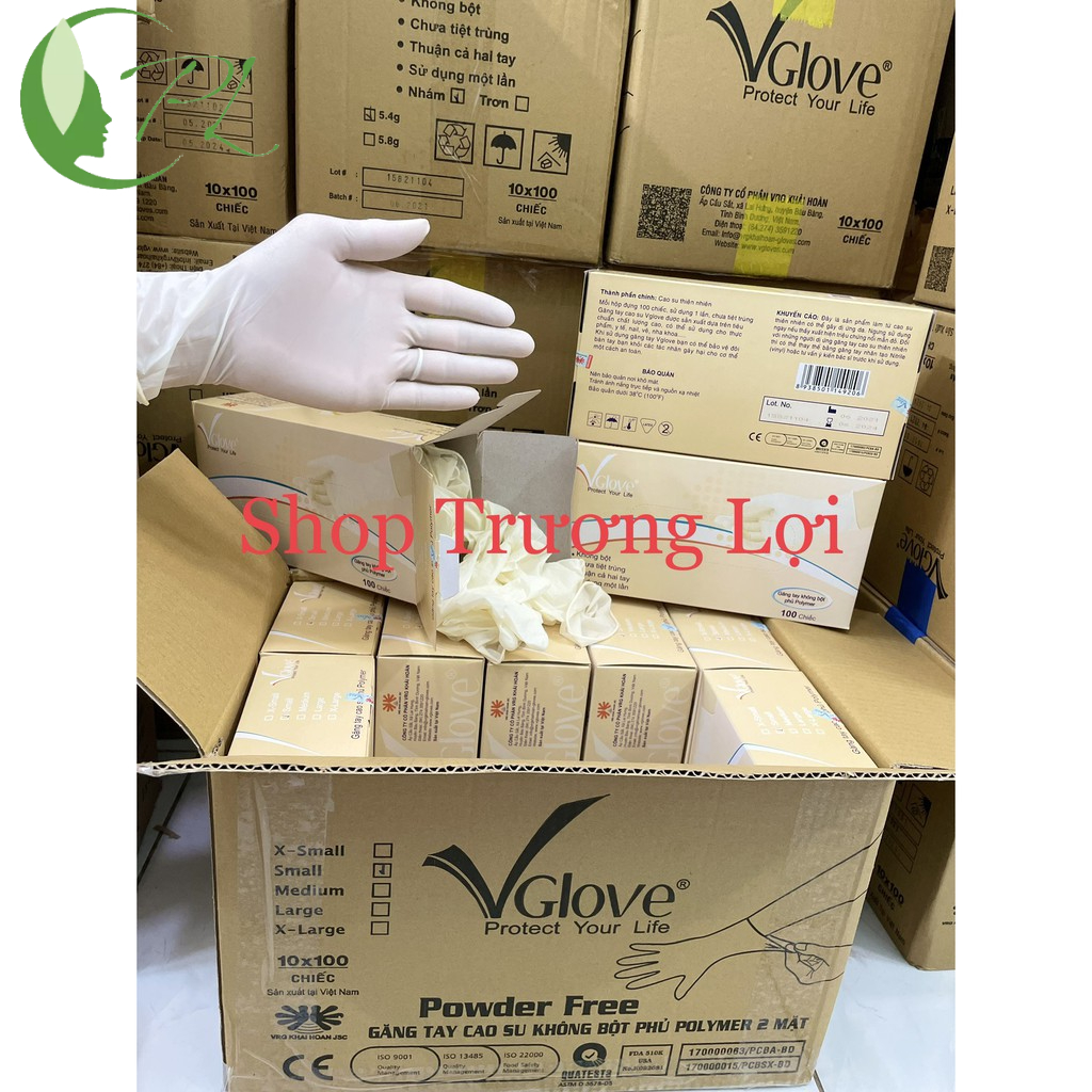 Găng Tay Cao Su Y Tế Không Bột Vglove Phủ Polymer 2 Mặt  Hàng Công Ty - X VAT Free
