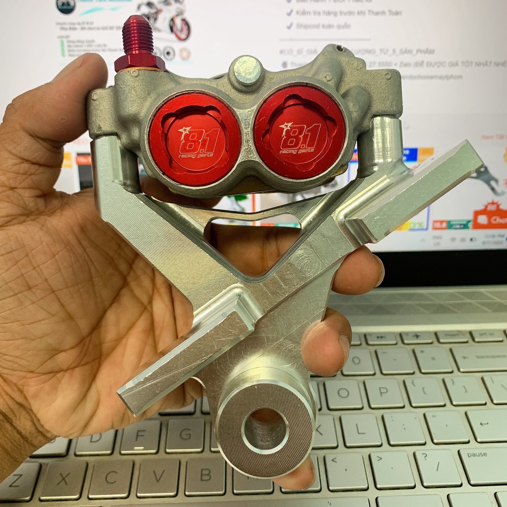 COMBO Heo Dầu 8.1 Racing 4piston Kèm Pát CNC Pát Sau Exciter 150 Ex135 Ex150 Winner Raider Satria Sonic đi đĩa size Zin