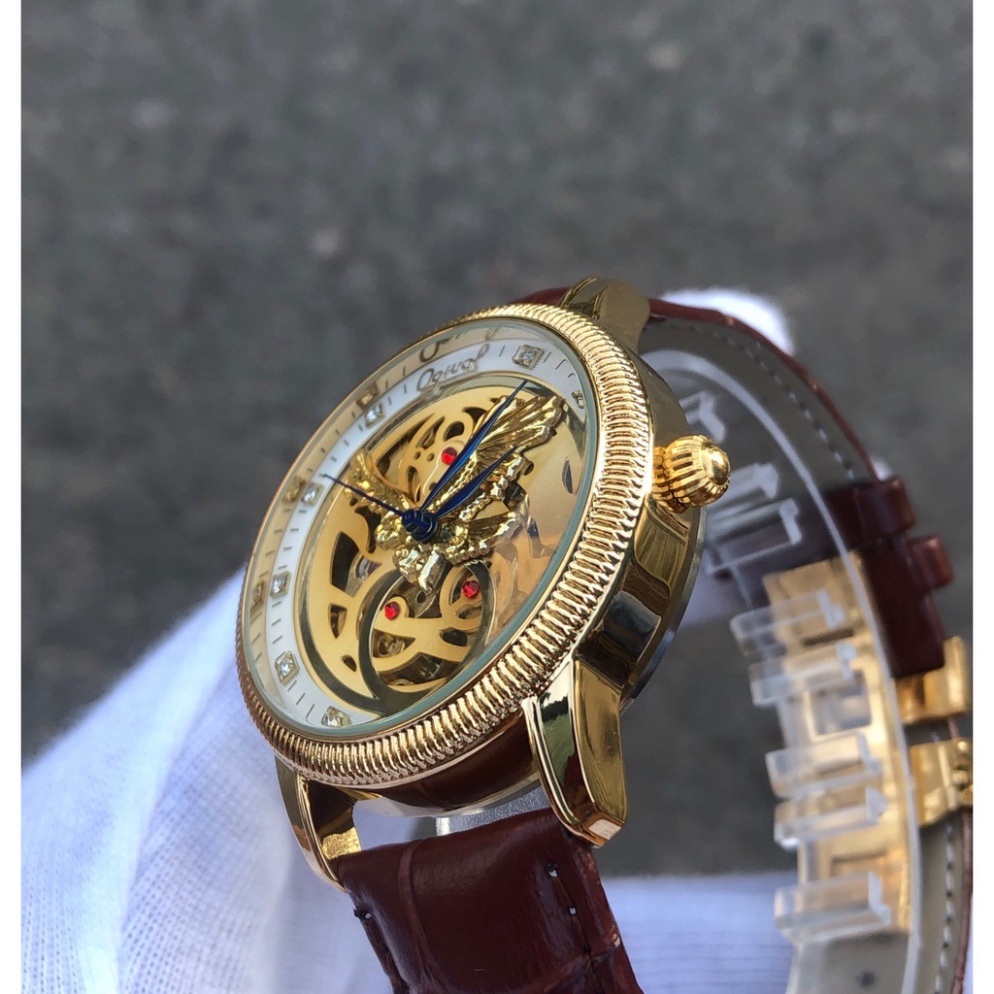 Đồng hồ đeo tay nam automatic  chạy tích cót - đồng hồ ogival bát mã truy phòng full box