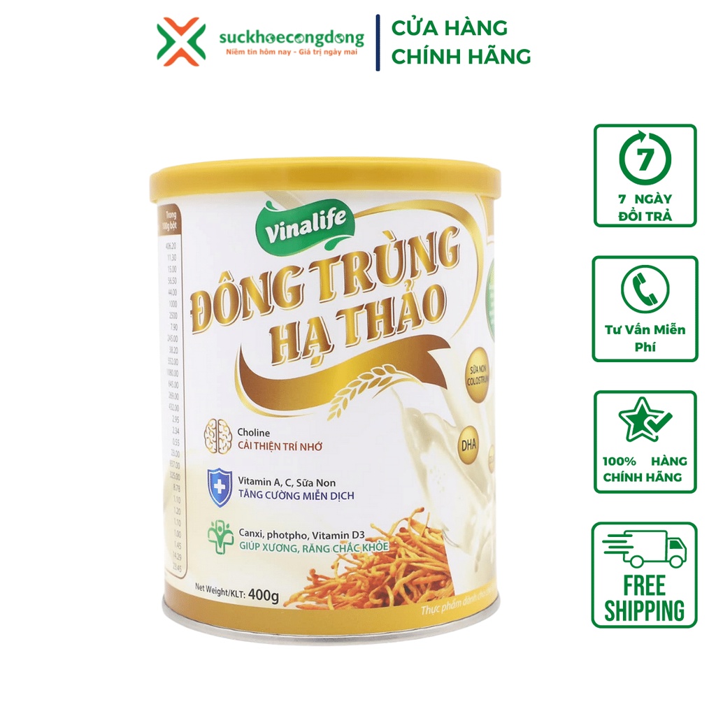 Sữa Đông Trùng Hạ Thảo Vinalife- Chắc khỏe xương, tăng cường miễn dịch và trí nhớ (400g)