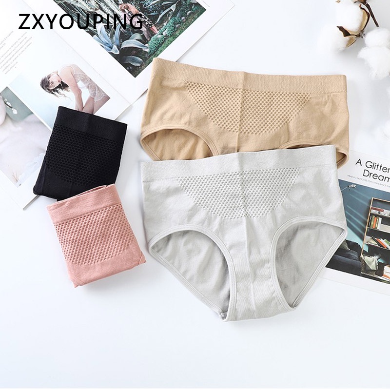 AOFEIQIKE Quần lót cotton lưng cao thoáng khí màu sắc đơn giản thời trang dành cho nữ