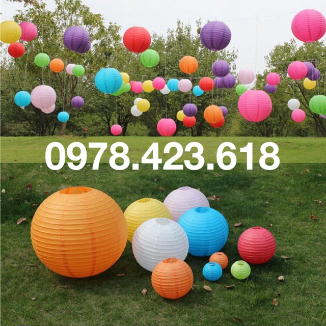 Đèn lồng giấy cầu tròn - Đèn lồng Giấy trang trí lớp học, mầm non, nhà hàng, lễ hội