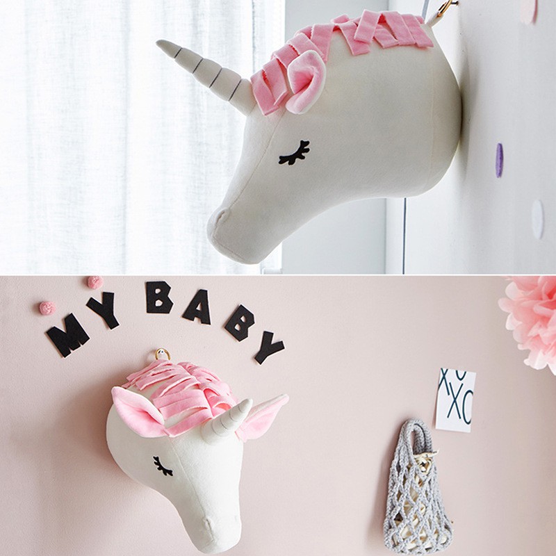 Thú nhồi bông cho bé hình thú 3D MIN KIDS, thú bông treo tường trang trí phòng