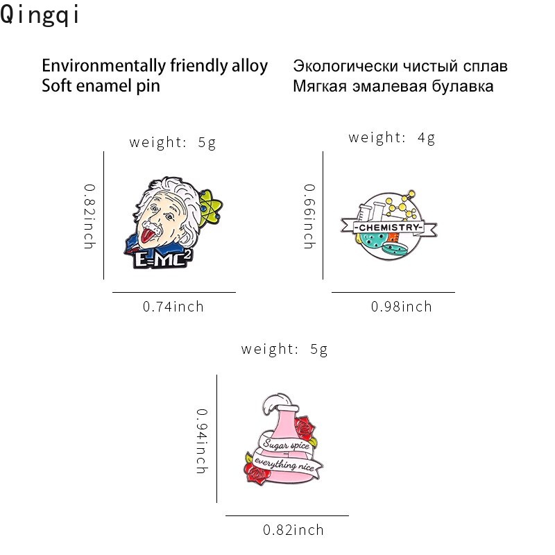 Ghim cài áo Miss Zoe bằng kim loại chủ đề khoa học sáng tạo cho cả nam và nữ