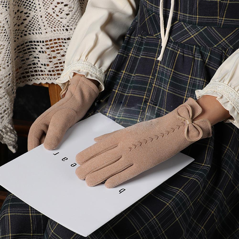 Găng Tay Da Lộn Chống Trượt Thời Trang Mùa Thu Cho Nữ