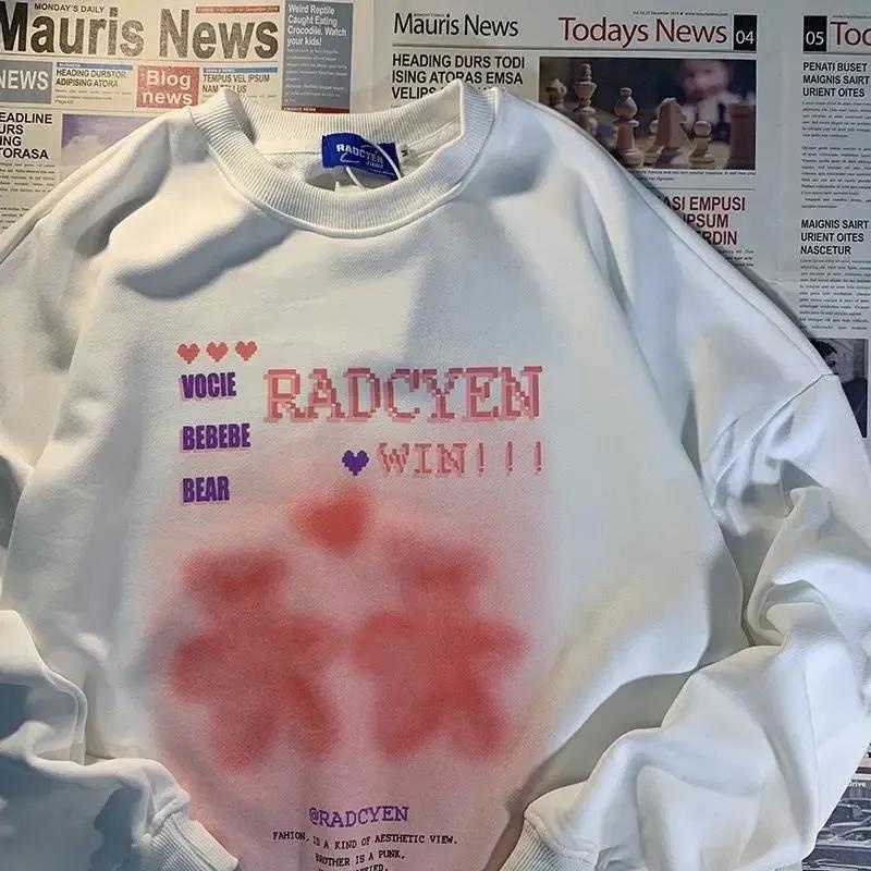 【ZHELIHANGFEI】Áo Thun Sweater Tay Dài Dáng Rộng In Hình Gấu Kiểu Graffiti Dễ Phối Đồ