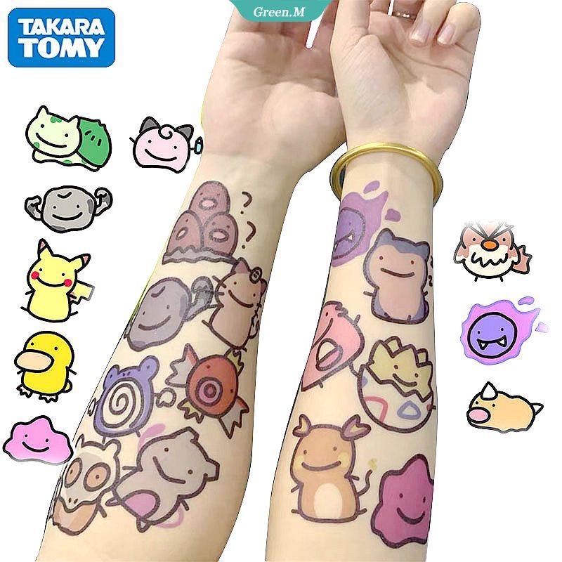 TAKARA TOMY Sticker Dán Hình Xăm Tạm Thời Chống Nước Hình Pikachu Dễ Thương