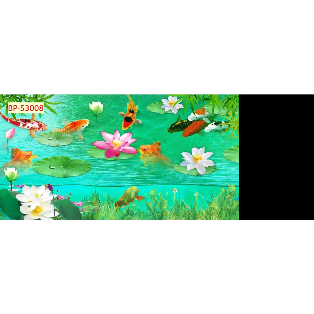 Tranh dán tường 3D Cá Chép và hồ sen nhiều mẫu mã lựa chọn