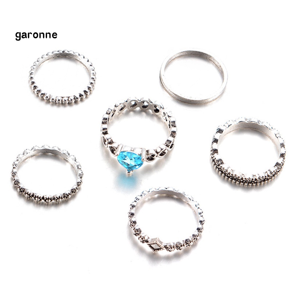 Set 6 Nhẫn Đeo Khớp Ngón Tay Phong Cách Boho Thời Trang Cho Nữ