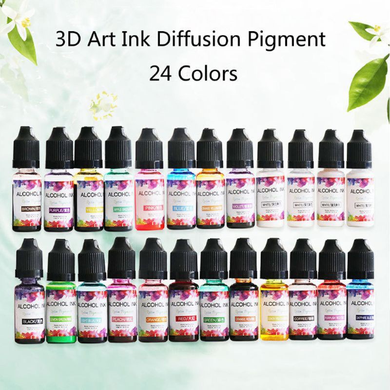 KING 14 Colors 10ML Art Ink Alcohol Resin Pigment Kit Liquid Resin Colorant Dye Ink Diffusion UV Epoxy Resin Jewelry Making